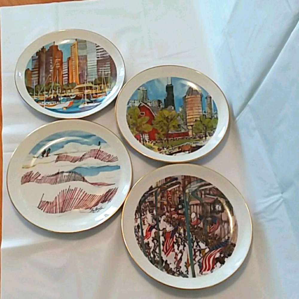 Vtg Frank McMahon Chgo Series Plates